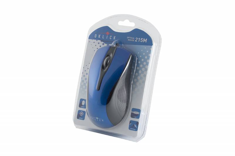 Мышь Oklick 215M (USB, optical, 1000dpi, black-blue)