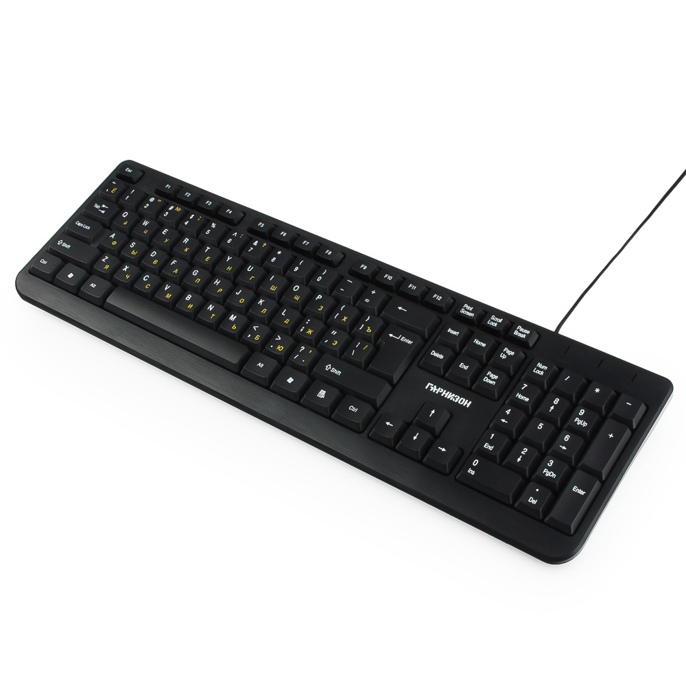 Клавиатура Гарнизон GK-115 (USB, текстура - шлифованный алюминий, black)