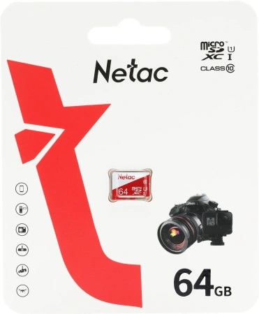 Карта памяти SDXCmicro Card 64Gb Netac P500 ECO (NT02P500ECO-064G-S, Class 10, UHS-I, без адаптера)