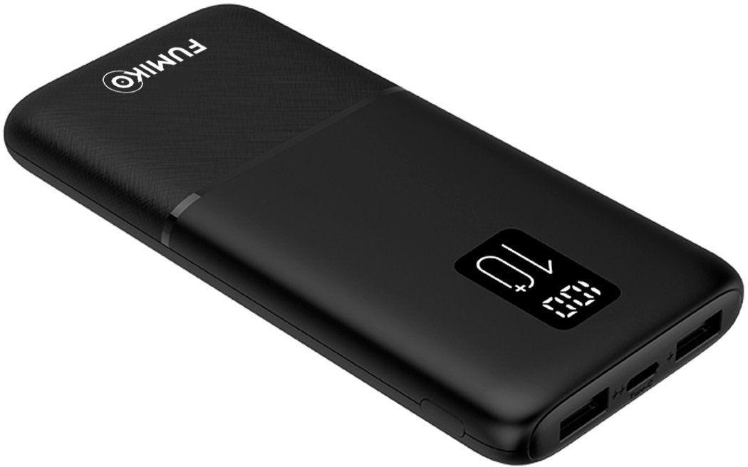 Внешний аккумулятор FUMIKO (FPB10-01, 10000mAh, 3*USB 2.1A max, USB Type-C, вход 2.1A, black)