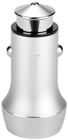 Зарядное устройство от прикуривателя hoco Z7 Transformer (12/24V - USB, 2*USB, 2.4А, быстрая зарядка, silver)