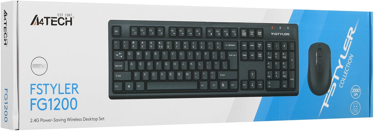 Клавиатура+мышь беспроводные A4Tech Fstyler FG1200 (black)