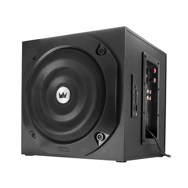 Колонки Crown CMS-3801 (2x10W, Subwoofer 20W, FM, USB, SD, ПДУ, black)