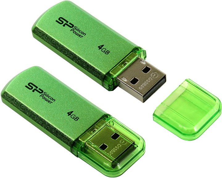 Флеш накопитель USB 2.0 4Gb Silicon Power Helios 101 (SP004GBUF2101V1N, green)