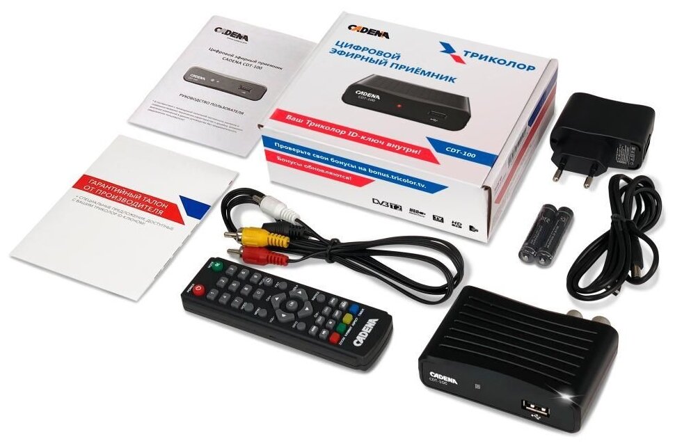 Тюнер для цифрового ТВ внешний / Медиа-проигрыватель CADENA CDT-100 TC (1080p, DVB-T2, HDMI, MKV, USB, Time Shift, black)