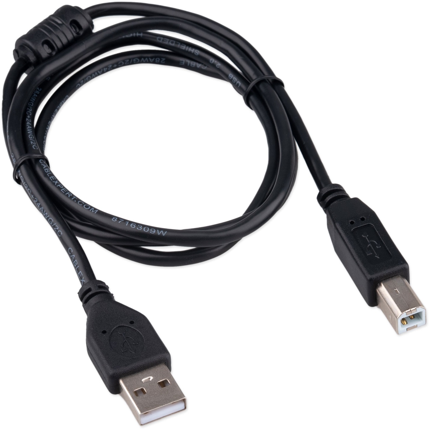Кабель USB 2.0 Am - Bm 1.0m (CCF-USB2-AMBM-1M, медь, ферритовое кольцо, экранированный, black) Cablexpert