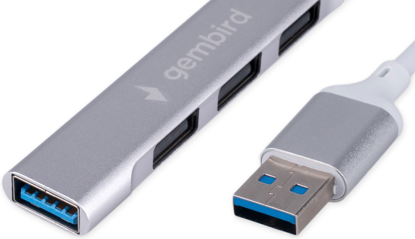 USB 3.0 HUB Gembird UHB-C206 (4 порта, 3x USB2.0, USB3.0, 0.9A, 0.1m, silver)