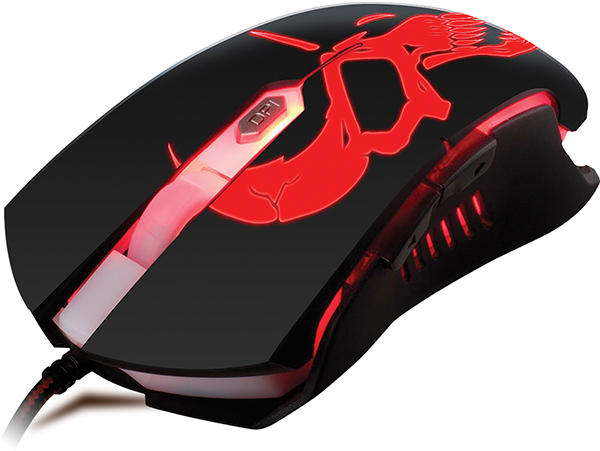 Мышь QUMO Axe M07 (USB, optical, 3200dpi, игровая, 7 цветов подсветки, 1.8m, soft-touch, black)