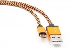Кабель USB 2.0 Am - micro USB 1.0m (CC-mUSB2oe 1m, нейлоновая оплетка, orange) Cablexpert