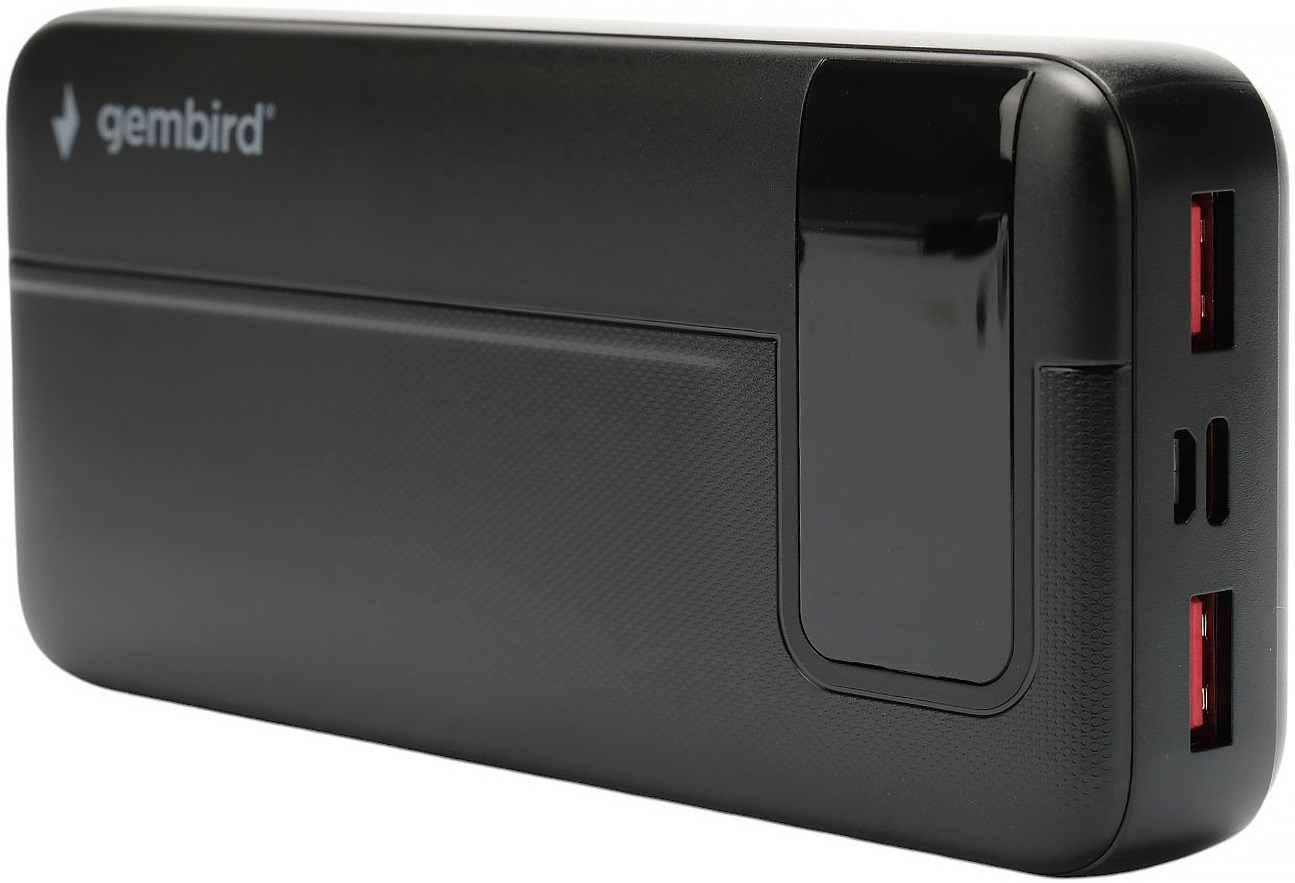 Внешний аккумулятор Gembird GPB-20Q (литий-полимерный, 20000mAh, выход 3A, вход 2.5А, QC4.0, PD, black)