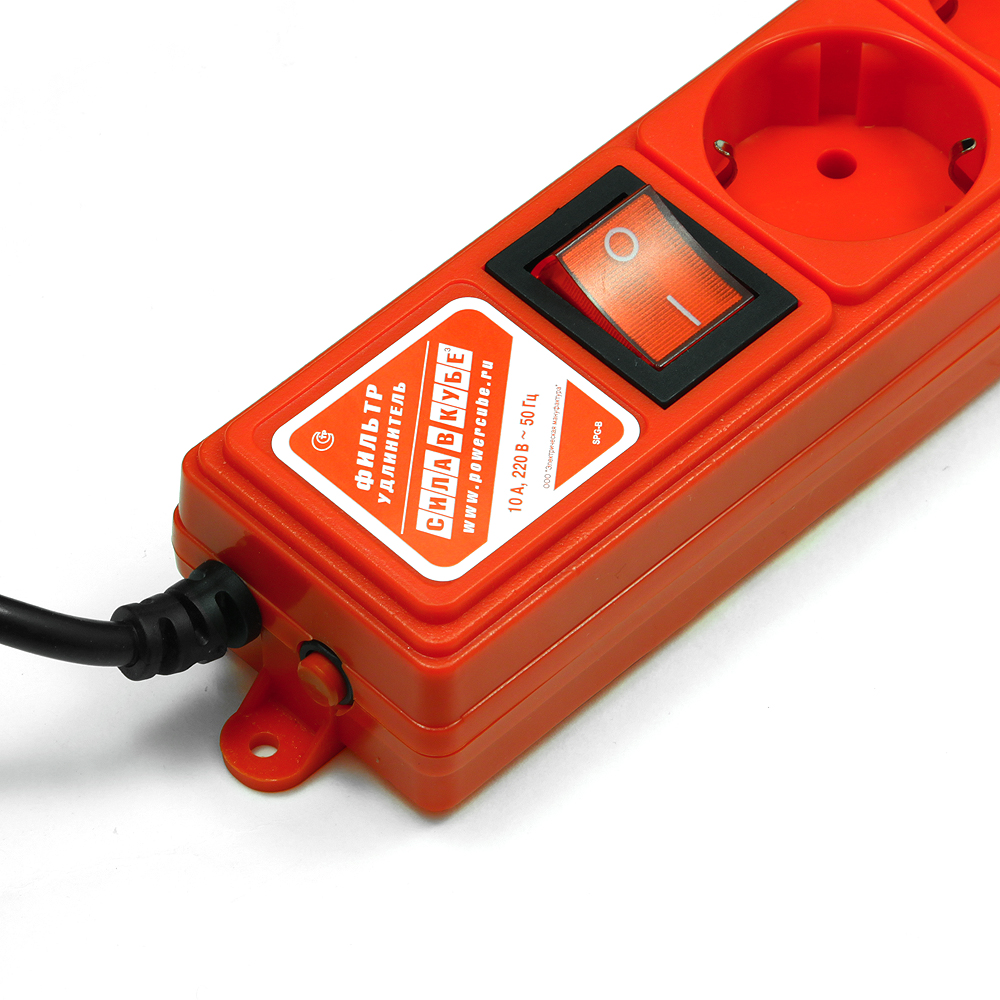 Сетевой фильтр КУБ (Power Cube SPG(5+1)-B-ko10, 6 розеток, 3 метра, red) RTL