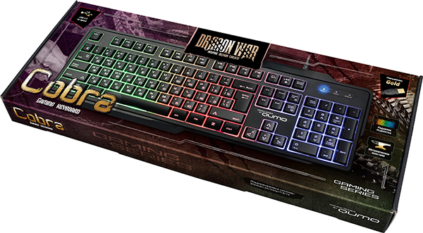 Клавиатура QUMO Cobra K30 (USB, радужная подсветка, бесшумная, утяжелённая, игровая, black)