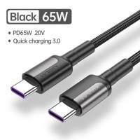 Кабель Type-C --> Type-C 0.5m (3A, 65W, быстрая зарядка, нейлоновая оплётка, black-brown) KUULAA