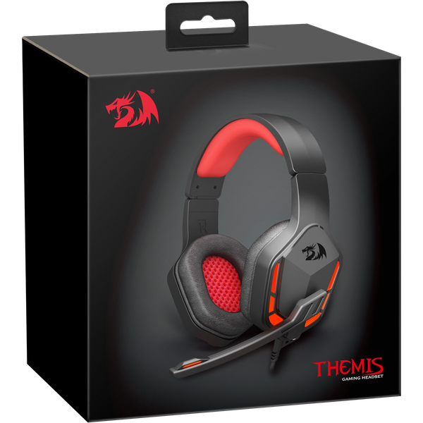 Наушники Redragon THEMIS (полноразмерные закрытые, c микрофоном, игровые, 2m, black-red)