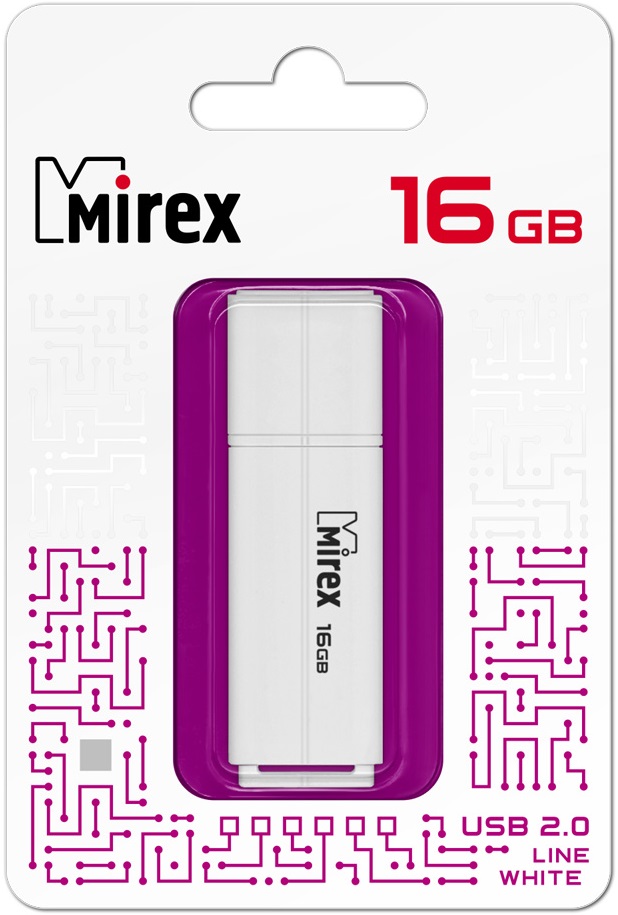 Флеш накопитель USB 2.0 16Gb Mirex Line (white)