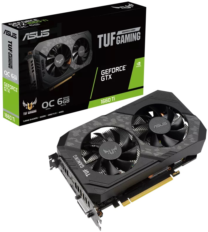 Видеокарта ASUS GF GTX1660Ti 6Gb (TUF-GTX1660Ti-O6G-EVO-GAMING, 192bit, GDDR6, DVI+2xHDMI+DP) RTL