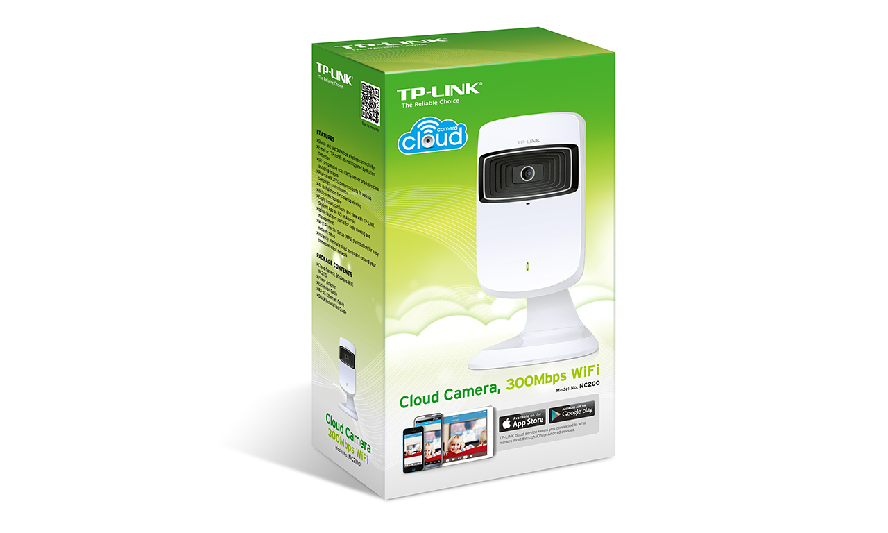 Интернет камера TP-LINK NC200 (Wi-Fi/Ethernet,, облачная, режим усилителя беспроводного сигнала, 640x480, 64°, микрофон, white)