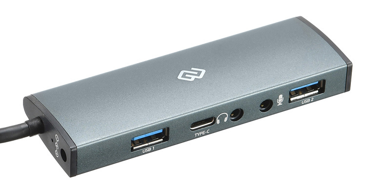 USB 3.0 HUB Digma HUB-2U3.0СAU-UC-G (Type-C, 3 порта, Audio разъёмы, активный, dark grey)