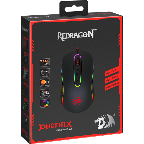 Мышь Redragon PHOENIX 2 (USB, optical, 4000dpi, игровая, black-red)