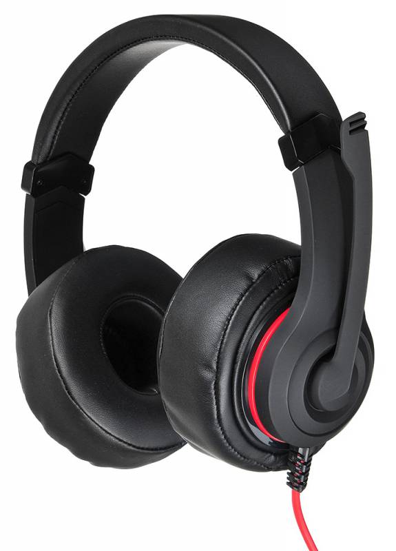 Наушники Oklick NIGHTMARE HS-L330G (накладные закрытые, с микрофоном, регулятор, игровые, 1.9m, black-red)