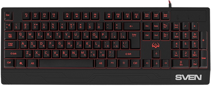 Клавиатура Sven KB-G8300 (USB, регулируемая подсветка, игровая, мультимедийная, black)