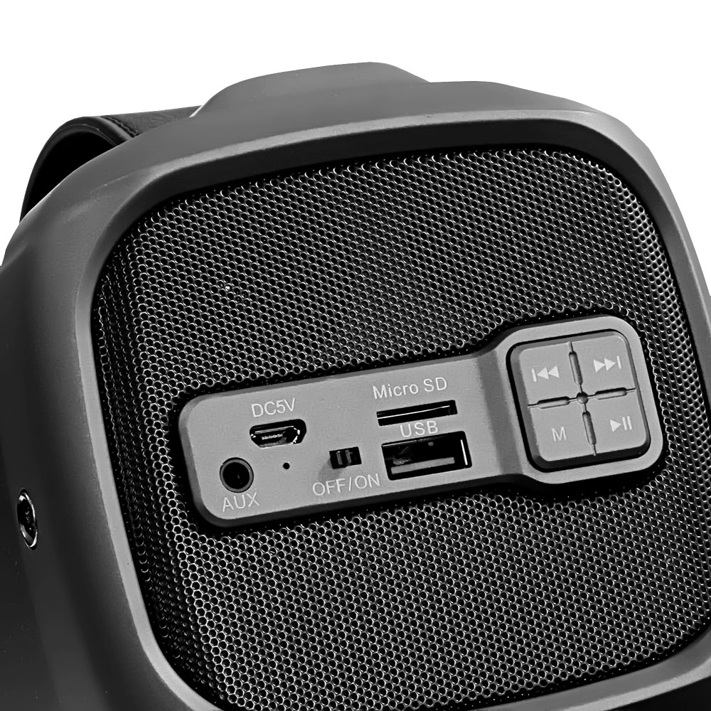 Колонки GINZZU GM-888B (10W, портативные, аккумулятор 1500mAh, Bluetooth v.2.1, AUX, USB, MicroSD, FM, MP3, black)