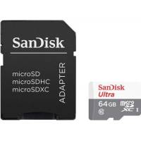 Карта памяти SDXCmicro Card 64GB SanDisk (SDSQUNS-064G-GN6TA, Ultra, Class 10, UHS-I, 80MB/s, адаптер SD)