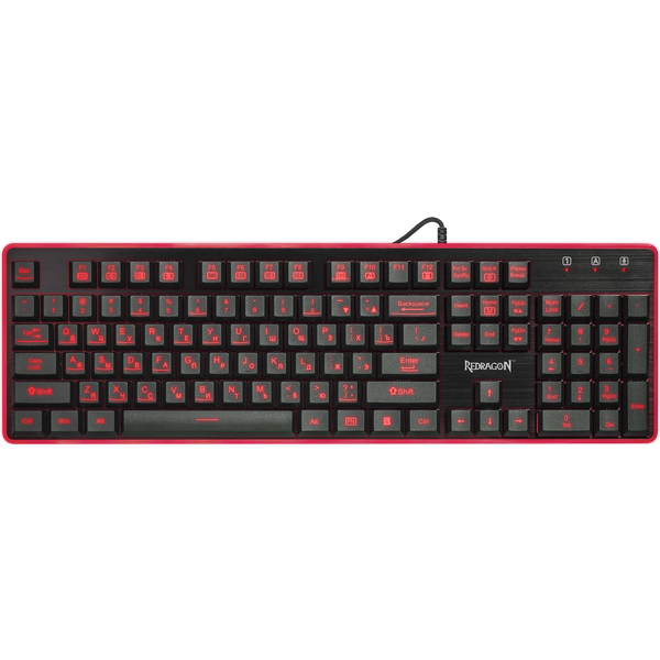 Клавиатура Redragon DYAUS (USB, игровая, 7 цветов подсветки символов, мультимедийная, black-red)