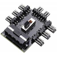 Разветвитель питания Molex -> 8 x Fan 3 pin (f), регулировка оборотов low/high