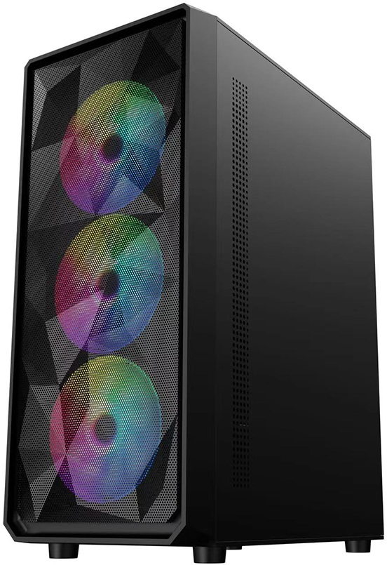 Корпус 1STPLAYER FD3 (FD3-BK-4F1) (без БП, ATX, USB3.0, 4x rainbow LED Fan, black)