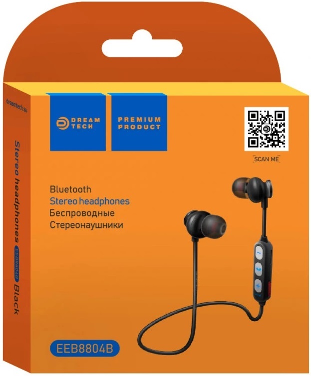 Гарнитура Dream EEB8804B (затычки, беспроводная, Bluetooth 4.1, с микрофоном, разъем для microSD, black)