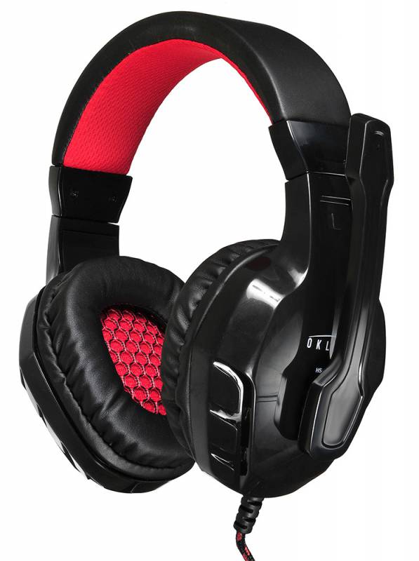 Наушники Oklick PHOENIX HS-L320G (полноразмерные закрытые, с микрофоном, регулятор, игровые, 1.9m, black-red)