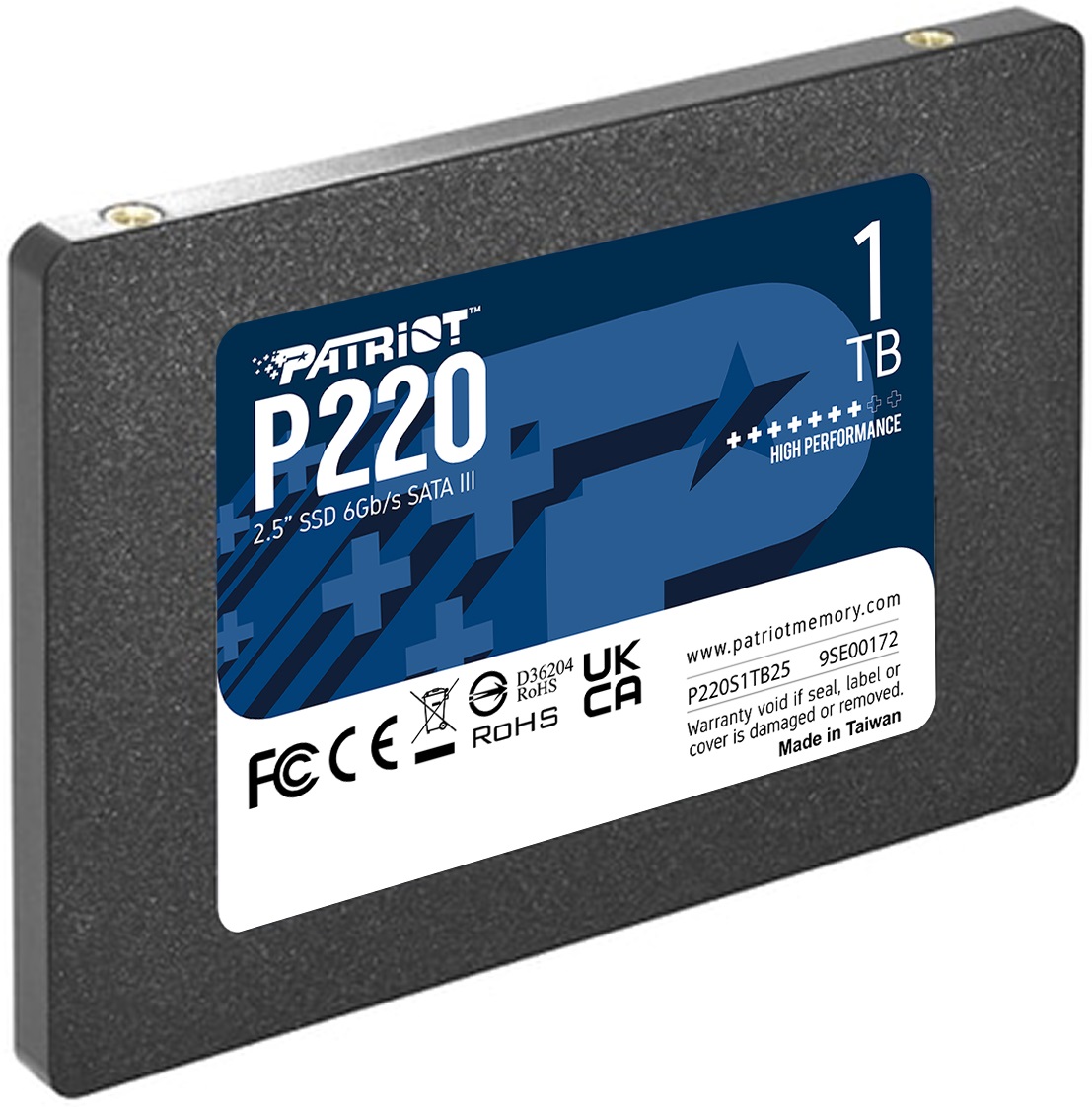 Накопитель SSD 2,5" 1Tb Patriot P220 (P220S1TB25, 550/500Mbs, SATA-3)