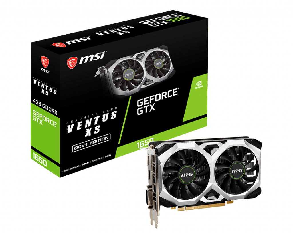 Видеокарта MSI GF GTX1650 4Gb (GTX 1650 D6 VENTUS XS OCV1, 128bit, GDDR6, HDMI+DP+DVI) RTL