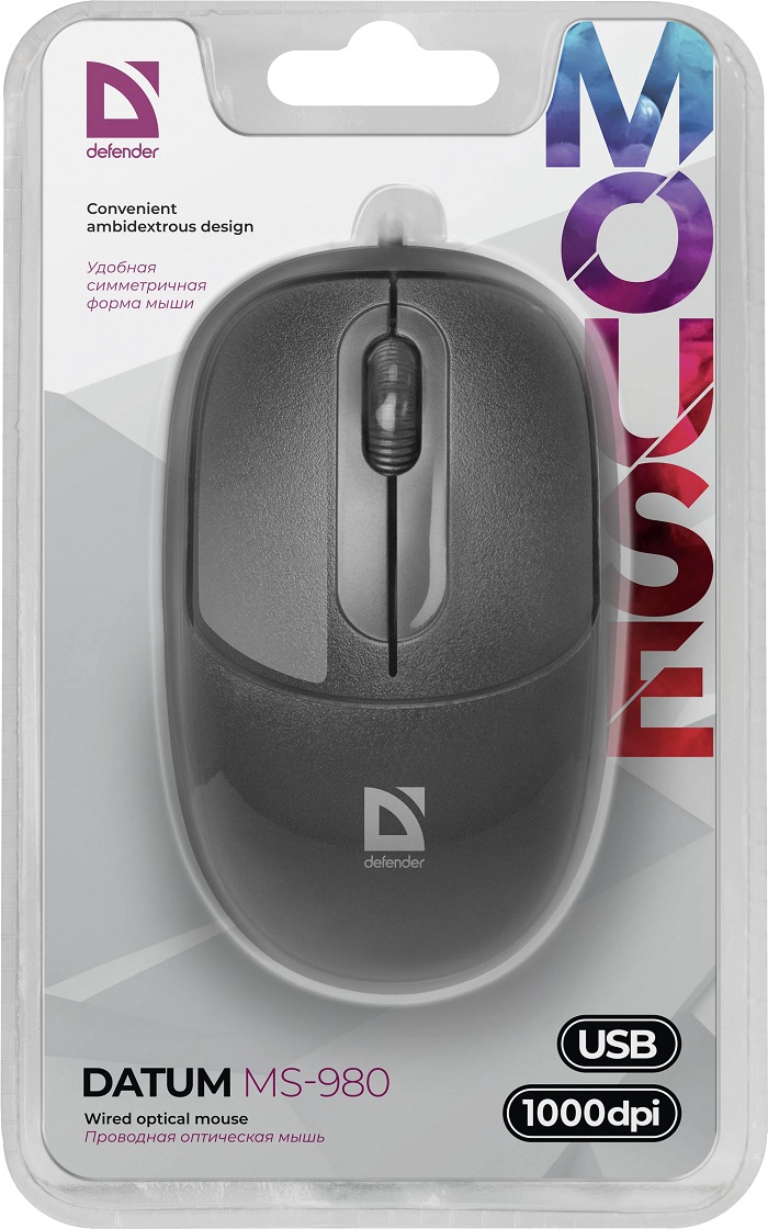 Мышь Defender Datum MS-980 (USB, optical, 1000dpi, black)