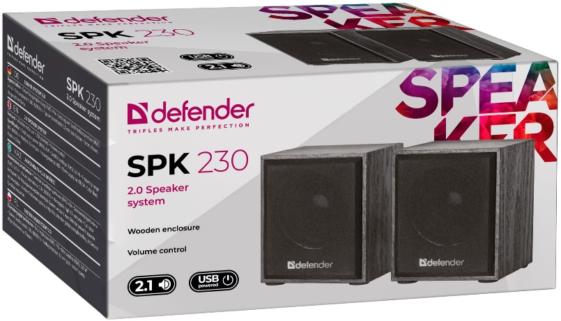 Колонки Defender SPK-230 (2x2W, USB, black)