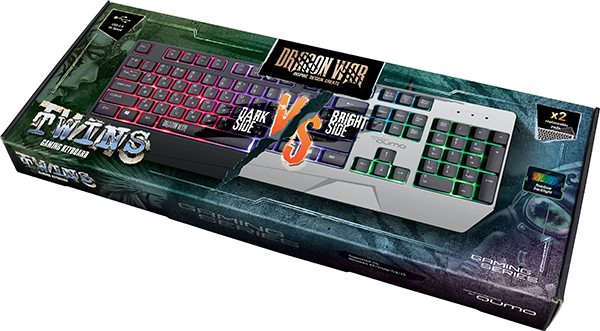 Клавиатура QUMO Twins K68 (USB, радужная подсветка, игровая, съёмные панели white/black)
