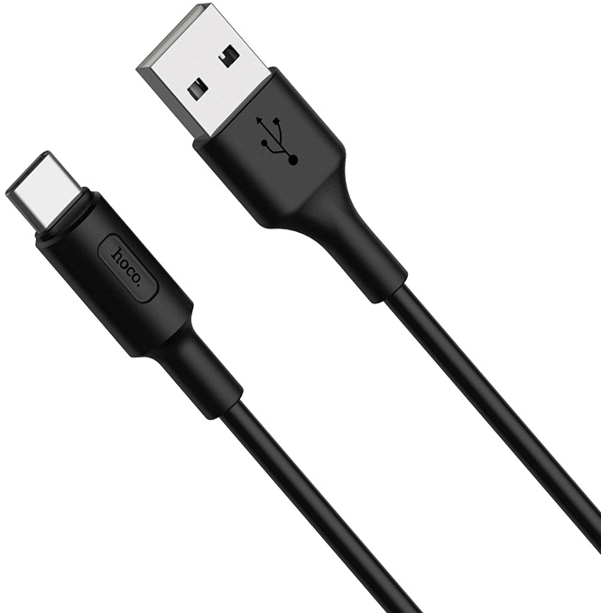 Кабель USB 2.0 Am - Type-C 1.0m (X25 Soarer, медь, 3A, быстрая зарядка, black) hoco