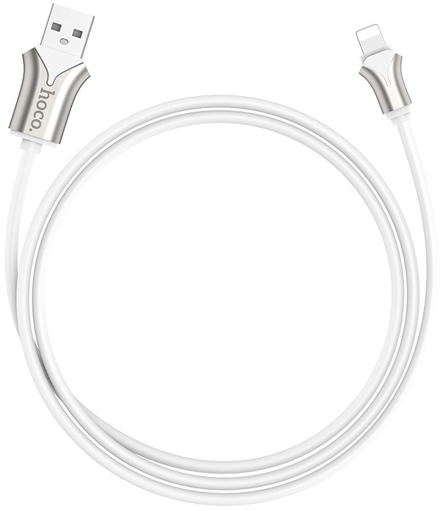 Кабель USB 2.0 Am - Lightning 1.2m (U67 Soft silicone, 2.4A, оплётка из огнезащищённого и незамерзающего силикона, white) hoco