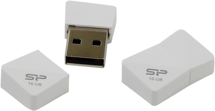 Флеш накопитель USB 2.0 16Gb Silicon Power Touch T08 (SP016GBUF2T08V1W, white)