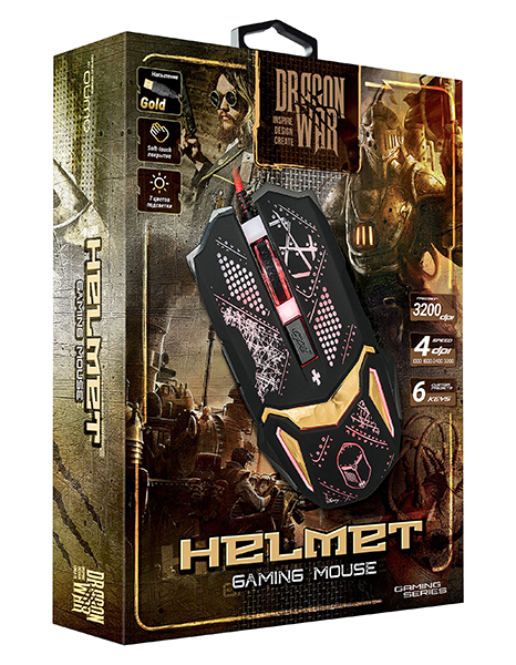 Мышь QUMO Helmet M31 (USB, optical, 3200dpi, игровая, динамическая подсветка, 1.6m, black)