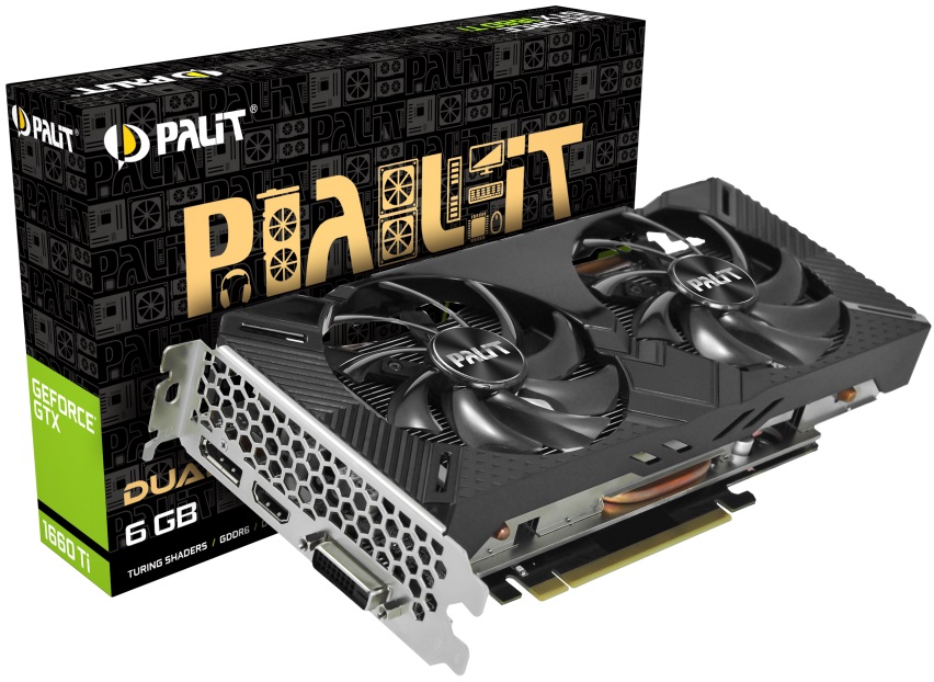 Видеокарта Palit GF GTX1660Ti DUAL 6Gb (192bit, GDDR6, DVI+HDMI+DP) RTL