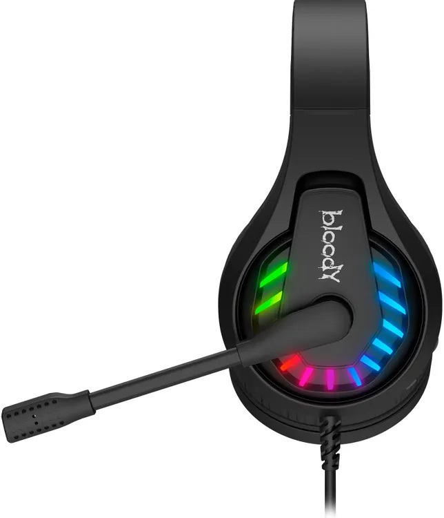 Наушники A4Tech Bloody G230 (полноразмерные закрытые, подключение по USB, с микрофоном, регулятор, подсветка, игровые, виртуальный объёмный звук 7.1, 2m, black)