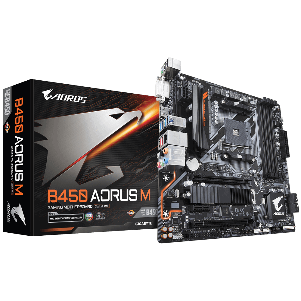 Материнская плата Gigabyte B450 AORUS M (AM4, mATX) RTL