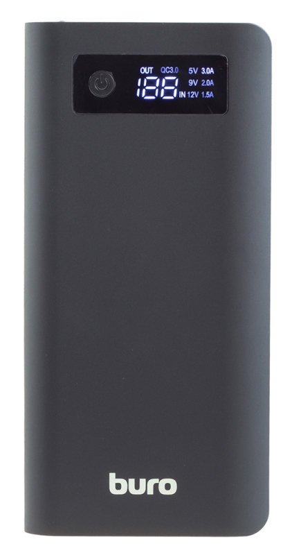 Внешний аккумулятор Buro RB-20000-LCD-QC3.0-I&0 (литий-ионный, 20000mAh, 3*USB - 1.5-3A max, вход 1.5-3А, black-grey)
