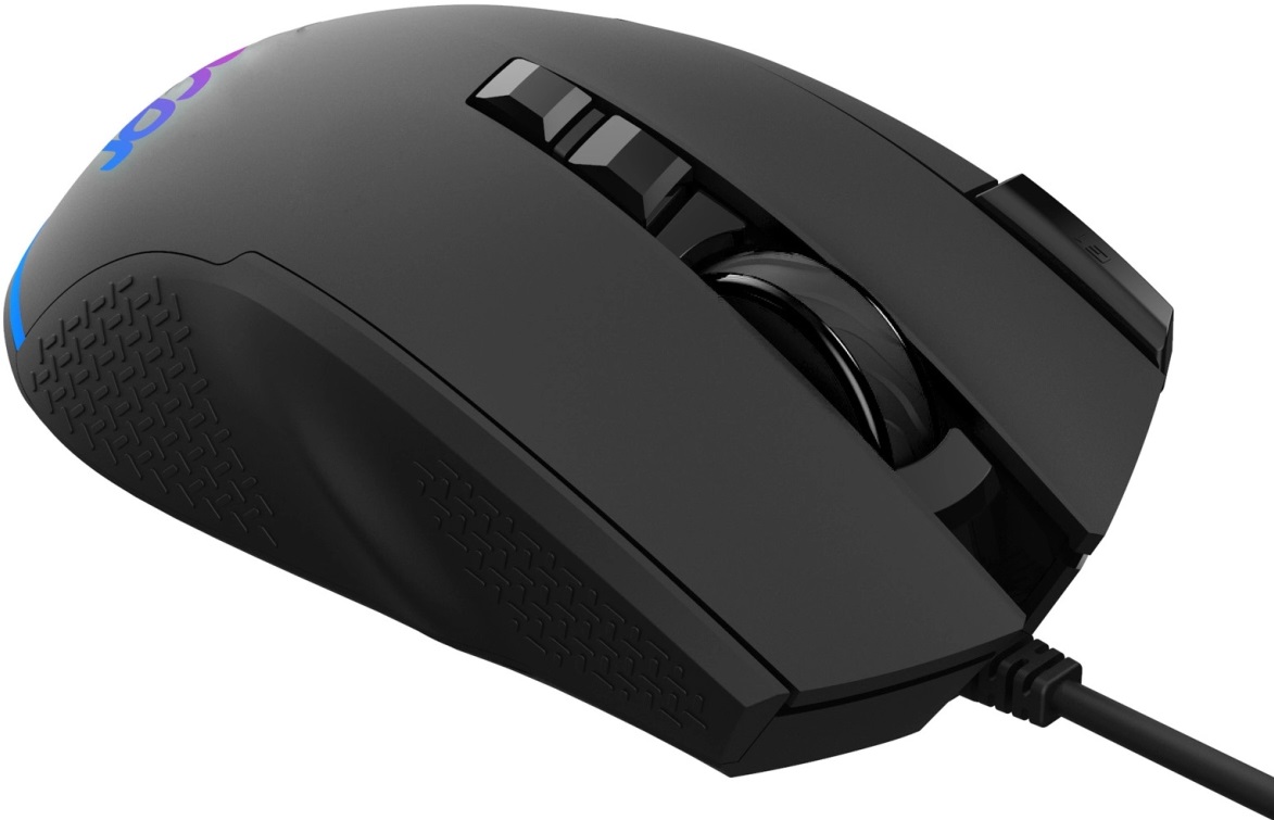 Мышь Acer OMW180 (USB, optical, 6400dpi, игровая, RGB подсветка, 1.8m, soft-touch, black)