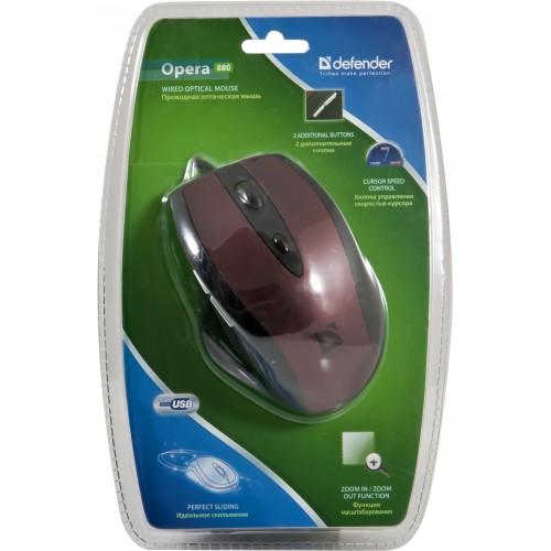 Мышь Defender Opera MB-880 (USB, optical, 2000dpi, 1.5m, red)