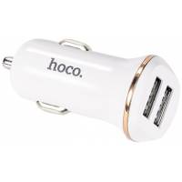 Зарядное устройство от прикуривателя hoco Z1 (12/24V - USB, 2*USB, 2.1А max, кабель Lightning 1m, white)