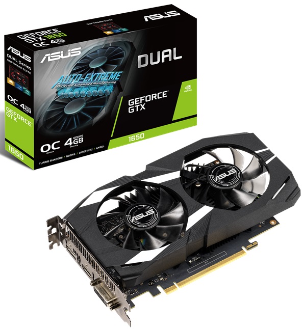 Видеокарта ASUS GF GTX1650 4Gb (DUAL-GTX1650-O4G, 128bit, GDDR5, DVI+HDMI+DP) RTL
