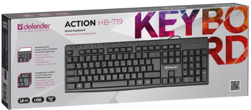 Клавиатура Defender Action HB-719 (USB, мультимедийная, black)